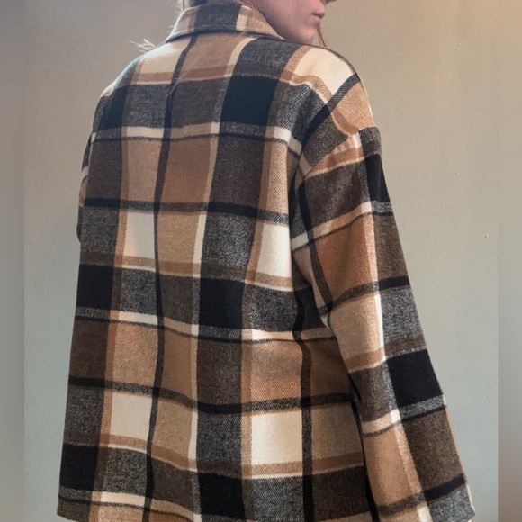 Plaid Shacket in Brown and Black - Picture 2 of 5